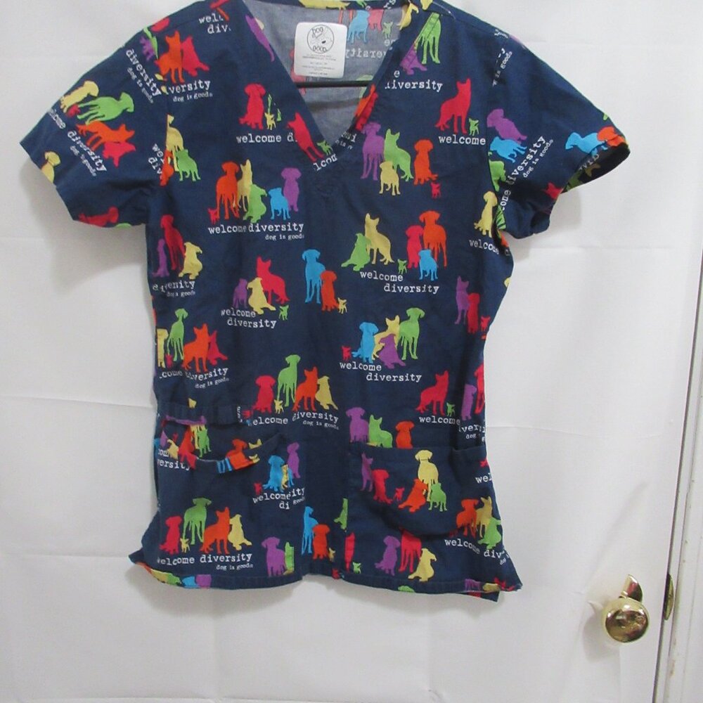 Dog Is Good Womens veterinary scrubs Cherokee rainbow pride diversity XS